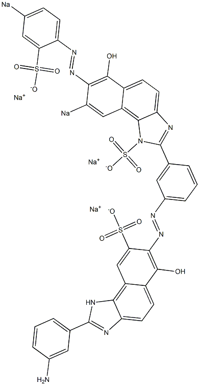 2-(3-Aminophenyl)-6-hydroxy-7-[[3-[6-hydroxy-8-sodiosulfo-7-[(4-sodiosulfophenyl)azo]-1H-naphth[1,2-d]imidazol-2-yl]phenyl]azo]-1H-naphth[1,2-d]imidazole-8-sulfonic acid sodium salt Struktur