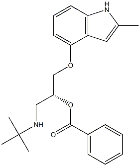 (R)-1-(tert-Butylamino)-3-[(2-methyl-1H-indol-4-yl)oxy]-2-benzoyloxypropane Struktur