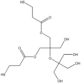 3-Mercaptopropanoic acid [5-hydroxy-2,4,4-tris(hydroxymethyl)-2-[(3-mercapto-1-oxopropoxy)methyl]-3-oxapentan]-1-yl ester Struktur