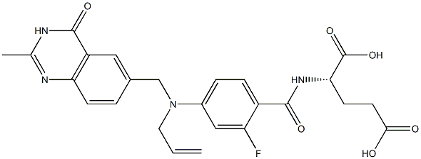 (2S)-2-[2-Fluoro-4-[N-[(3,4-dihydro-2-methyl-4-oxoquinazolin)-6-ylmethyl]-N-(2-propenyl)amino]benzoylamino]glutaric acid Struktur