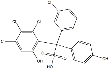 (3-Chlorophenyl)(2,3,4-trichloro-6-hydroxyphenyl)(4-hydroxyphenyl)methanesulfonic acid Struktur