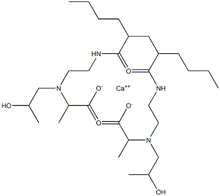 Bis[2-[N-(2-hydroxypropyl)-N-[2-(octanoylamino)ethyl]amino]propionic acid]calcium salt Struktur