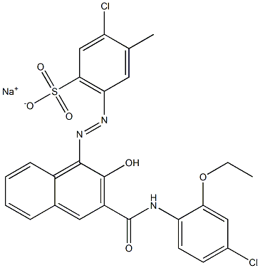 3-Chloro-4-methyl-6-[[3-[[(4-chloro-2-ethoxyphenyl)amino]carbonyl]-2-hydroxy-1-naphtyl]azo]benzenesulfonic acid sodium salt Struktur