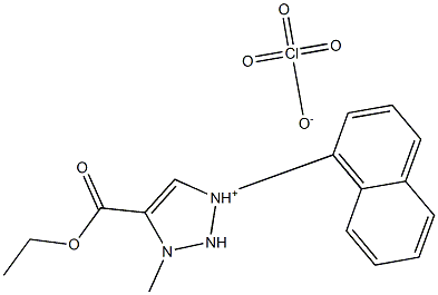 4-Ethoxycarbonyl-3-methyl-1-(1-naphthyl)-1H-1,2,3-triazolium perchlorate Struktur