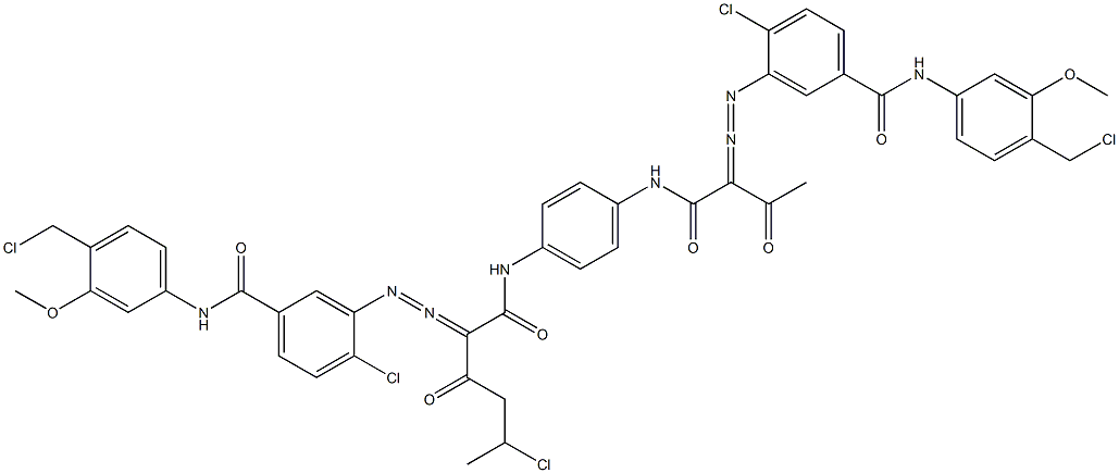 3,3'-[2-(1-Chloroethyl)-1,4-phenylenebis[iminocarbonyl(acetylmethylene)azo]]bis[N-[4-(chloromethyl)-3-methoxyphenyl]-4-chlorobenzamide] Struktur