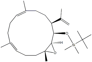 (1R,2R,3R,6E,10E,14S)-1-(tert-Butyldimethylsilyloxy)-2,3-epoxy-14-(1-methylethenyl)-3,7,11-trimethylcyclotetradeca-6,10-diene Struktur