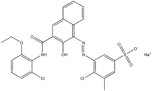 4-Chloro-3-methyl-5-[[3-[[(2-chloro-6-ethoxyphenyl)amino]carbonyl]-2-hydroxy-1-naphtyl]azo]benzenesulfonic acid sodium salt Struktur