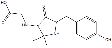 N-[2,2-Dimethyl-5-(4-hydroxybenzyl)-4-oxoimidazolidin-3-yl]glycine Struktur