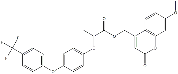 2-[4-[(5-Trifluoromethyl-2-pyridinyl)oxy]phenoxy]propionic acid [(7-methoxycoumarin-4-yl)methyl] ester Struktur