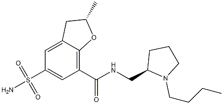 (S)-2,3-Dihydro-N-[[(2R)-1-butyl-2-pyrrolidinyl]methyl]-2-methyl-5-sulfamoylbenzofuran-7-carboxamide Struktur