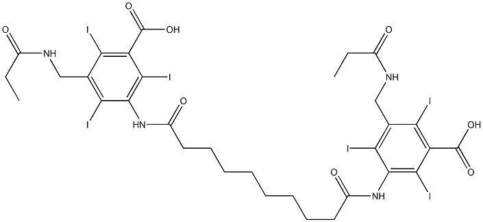 3,3'-(Sebacoyldiimino)bis[5-(propionylaminomethyl)-2,4,6-triiodobenzoic acid] Struktur