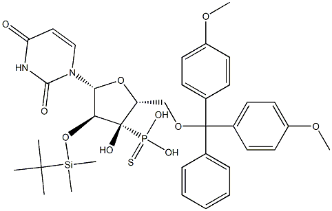 2'-O-(tert-Butyldimethylsilyl)-5'-O-(4,4'-dimethoxytrityl)uridine 3'-thiophosphonic acid Struktur