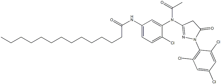 1-(2,4,6-Trichlorophenyl)-3-[N-(2-chloro-5-tetradecanoylaminophenyl)acetylamino]-2-pyrazolin-5-one Struktur