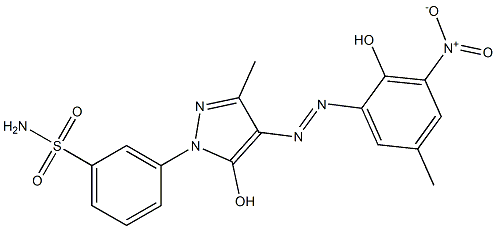 3-[5-Hydroxy-4-(2-hydroxy-5-methyl-3-nitrophenylazo)-3-methyl-1H-pyrazol-1-yl]benzenesulfonamide Struktur