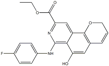 6-Hydroxy-7-(p-fluoroanilino)-2H-pyrano[2,3-f]isoquinoline-9-carboxylic acid ethyl ester Struktur