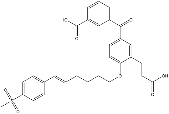 5-(3-Carboxybenzoyl)-2-[(E)-6-(4-methylsulfonylphenyl)-5-hexenyloxy]benzenepropanoic acid Struktur