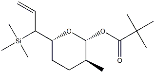 (2R,3S,6R)-3-Methyl-2-(2,2-dimethylpropionyloxy)-6-(1-trimethylsilyl-2-propenyl)tetrahydro-2H-pyran Struktur