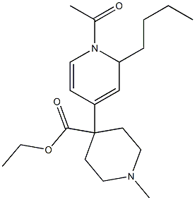 1-Methyl-4-[(1,2-dihydro-1-acetyl-2-butylpyridin)-4-yl]piperidine-4-carboxylic acid ethyl ester Struktur