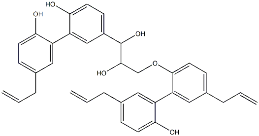 5'-[1,2-Dihydroxy-3-[[2'-hydroxy-5,5'-di(2-propenyl)-1,1'-biphenyl-2-yl]oxy]propyl]-5-(2-propenyl)-1,1'-biphenyl-2,2'-diol Struktur