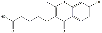 5-(7-Hydroxy-2-methyl-4-oxo-4H-1-benzopyran-3-yl)valeric acid Struktur