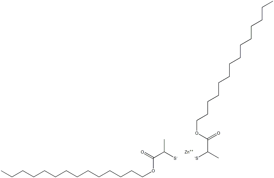 Zinc bis[1-(tetradecyloxycarbonyl)ethanethiolate] Struktur