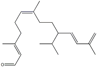 (2E,6Z,11E)-3,7,13-Trimethyl-10-(1-methylethyl)tetradeca-2,6,11,13-tetren-1-al Struktur