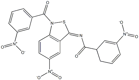 5-Nitro-1-(m-nitrobenzoyl)-3(1H)-(m-nitrobenzoyl)imino-2,1-benzisothiazole Struktur