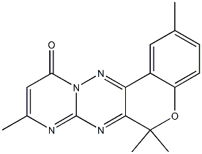 2,6,6,9-Tetramethyl-6H,11H-7,8,11a,12-tetraaza-5-oxabenzo[a]anthracen-11-one Struktur