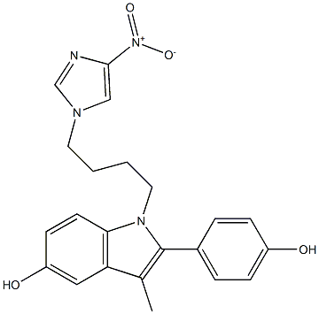 1-[4-(4-Nitro-1H-imidazol-1-yl)butyl]-2-(4-hydroxyphenyl)-3-methyl-1H-indol-5-ol Struktur