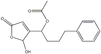 Acetic acid 1-[(2,5-dihydro-2-hydroxy-5-oxofuran)-3-yl]-4-phenylbutyl ester Struktur