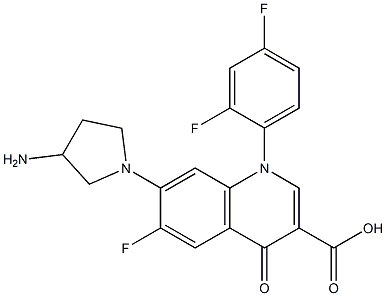 6-Fluoro-1-(2,4-difluorophenyl)-1,4-dihydro-4-oxo-7-(3-amino-1-pyrrolidinyl)quinoline-3-carboxylic acid Struktur