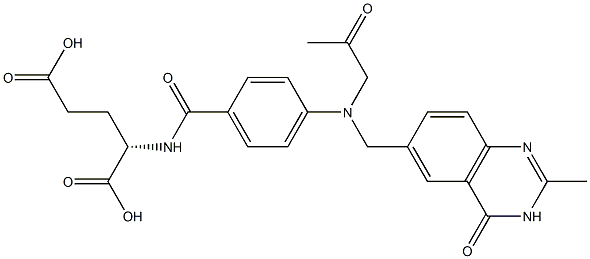 (2S)-2-[4-[N-[(3,4-Dihydro-2-methyl-4-oxoquinazolin)-6-ylmethyl]-N-(2-oxopropyl)amino]benzoylamino]glutaric acid Struktur