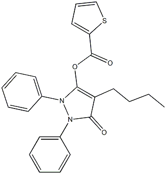 2-Thiophenecarboxylic acid 4-butyl-5-oxo-1,2-diphenyl-3-pyrazolin-3-yl ester Struktur