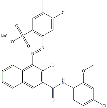 4-Chloro-3-methyl-6-[[3-[[(4-chloro-2-methoxyphenyl)amino]carbonyl]-2-hydroxy-1-naphtyl]azo]benzenesulfonic acid sodium salt Struktur