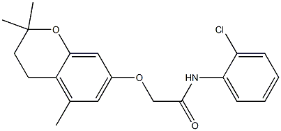 3,4-Dihydro-2,2-dimethyl-5-methyl-7-[N-(2-chlorophenyl)carbamoylmethoxy]-2H-1-benzopyran Struktur