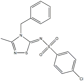 3-Methyl-4-benzyl-5-(4-chlorophenyl)sulfonylimino-4,5-dihydro-1,2,4-thiadiazole Struktur