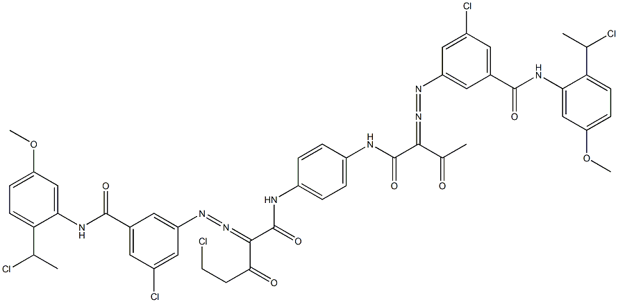 3,3'-[2-(Chloromethyl)-1,4-phenylenebis[iminocarbonyl(acetylmethylene)azo]]bis[N-[2-(1-chloroethyl)-5-methoxyphenyl]-5-chlorobenzamide] Struktur