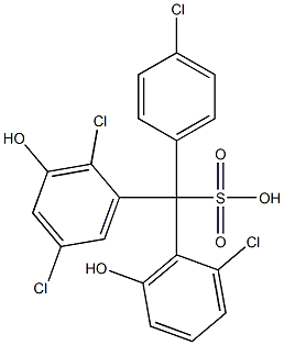 (4-Chlorophenyl)(2-chloro-6-hydroxyphenyl)(2,5-dichloro-3-hydroxyphenyl)methanesulfonic acid Struktur