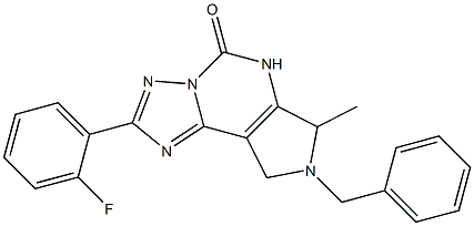 7-Benzyl-2-(2-fluorophenyl)-5,6,7,8-tetrahydro-6-methyl-4H-1,3,3a,5,7-pentaaza-as-indacen-4-one Struktur