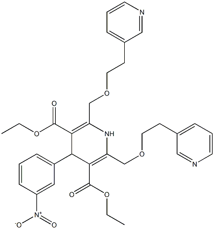 2,6-Bis(2-(pyridin-3-yl)ethoxymethyl)-4-(3-nitrophenyl)-1,4-dihydropyridine-3,5-dicarboxylic acid 3-ethyl 5-ethyl ester Struktur