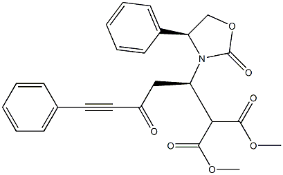 2-[(1R)-3-Oxo-1-[(4S)-2-oxo-4-phenyloxazolidin-3-yl]-5-phenyl-4-pentynyl]malonic acid dimethyl ester Struktur