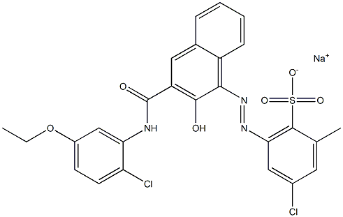 4-Chloro-2-methyl-6-[[3-[[(2-chloro-5-ethoxyphenyl)amino]carbonyl]-2-hydroxy-1-naphtyl]azo]benzenesulfonic acid sodium salt Struktur