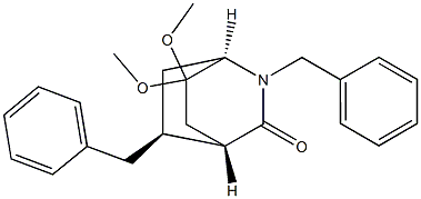 (1R,4S,5S)-2-Benzyl-7,7-dimethoxy-5-benzyl-2-azabicyclo[2.2.2]octan-3-one Struktur