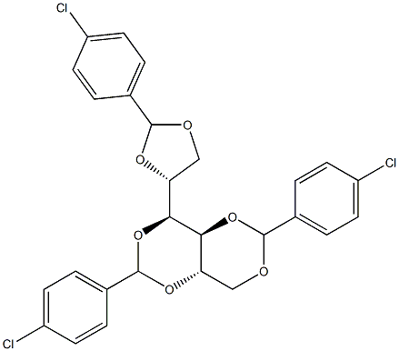 1-O,2-O:3-O,5-O:4-O,6-O-Tris(4-chlorobenzylidene)-L-glucitol Struktur