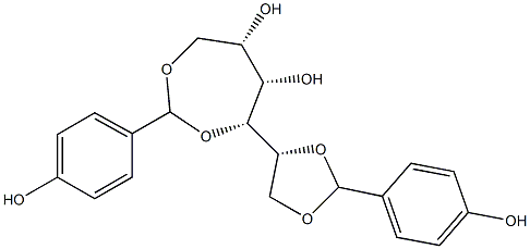 1-O,2-O:3-O,6-O-Bis(4-hydroxybenzylidene)-L-glucitol Struktur