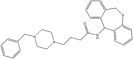 4-[4-Benzyl-1-piperazinyl]-N-[(6,11-dihydrodibenzo[b,e]thiepin)-11-yl]butyramide Struktur