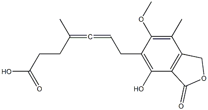 5-(6-Carboxy-4-methyl-2,3-hexadien-1-yl)-1,3-dihydro-4-hydroxy-6-methoxy-7-methylisobenzofuran-3-one Struktur