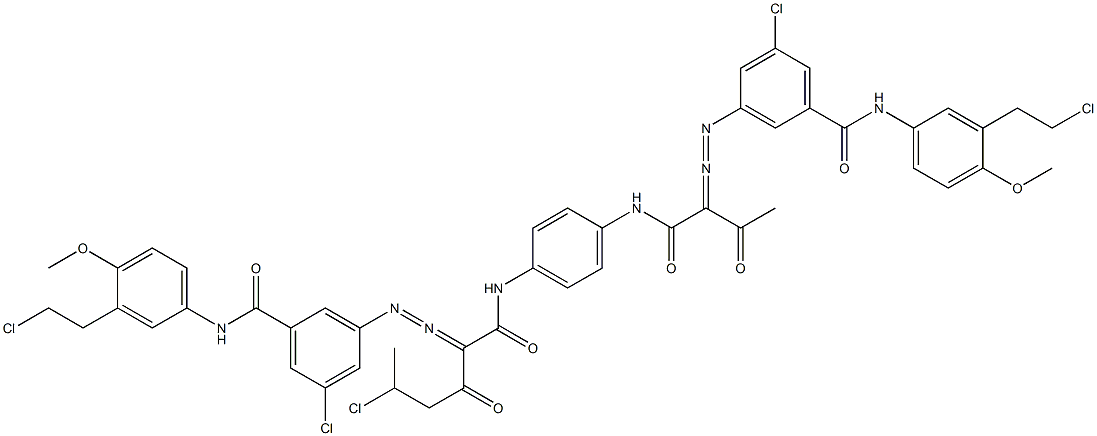 3,3'-[2-(1-Chloroethyl)-1,4-phenylenebis[iminocarbonyl(acetylmethylene)azo]]bis[N-[3-(2-chloroethyl)-4-methoxyphenyl]-5-chlorobenzamide] Struktur