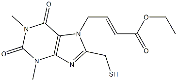 (E)-4-[[1,2,3,6-Tetrahydro-1,3-dimethyl-2,6-dioxo-8-(mercaptomethyl)-7H-purin]-7-yl]-2-butenoic acid ethyl ester Struktur