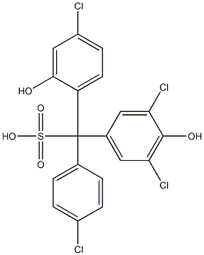 (4-Chlorophenyl)(4-chloro-2-hydroxyphenyl)(3,5-dichloro-4-hydroxyphenyl)methanesulfonic acid Struktur